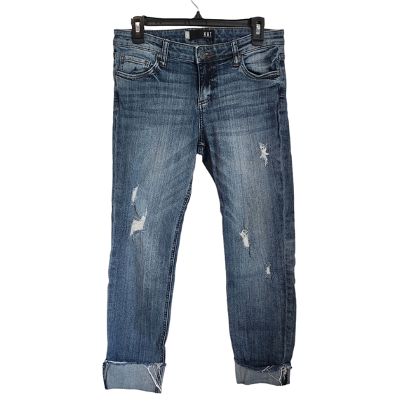 Kut From The Kloth Distressed Catherine Boyfriend Cuffed Crop Jean - Picture 2 of 9
